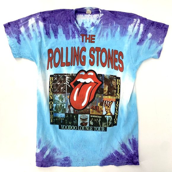 ROLLING STONES Voodoo Lounge World Tour 1994 Vintage T Shirt Tie Dye Large-XL - Picture 1 of 6